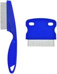 2 Pcs Pet Comb for Cat Dog Flea Lice Tear Stain Remover Combs Fine Tooth Grooming Removal Tool Long Time Using Blue