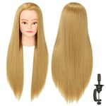 D-DIVINE Mixed Hair Mannequin Head 26-28" Synthetic Fiber Manikin Head Hairdresser Styling Training Head Training Model Cosmetology Doll Head Hair for Practice Cutting Braiding