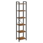 VASAGLE 6-Tier Bookshelf, Bookcase, Shelving Unit, for Office, Study, Living Room, Bedroom, 30 x 40 x 187.5 cm, Industrial, Rustic Brown and Black LLS101B01