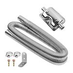 MaxEarn 120cm Exhaust Hose for Generator with Muffler, Car Stainless Steel Air Diesel Heater Exhaust Pipe with 2 Clamps, Auto Parking Auxiliary Heater Accessories for Diesel Gas Vent Hose Heating