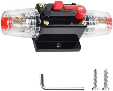 80 Amp Circuit Breaker Manual Reset Inline Fuse, 12V-48V DC for car Audio Marine Boat Trolling Motor Solar System Protection