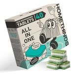 Homethings, 40 Dishwasher Tablets, Highly Effective 3-in-1 Cleaning, No Toxic Chemicals, Vegan & Cruelty-Free, No Animal Testing, Made in EU