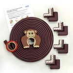 BabySafeHouse Edge Guard and Corner Protector – Extra Long 19ft (Pre-Taped 16.5ft Edge + 8 Pre-Taped Corner Guards) and Monkey Shape Door Stopper (Brown Color) for Baby Proofing & Child Safety