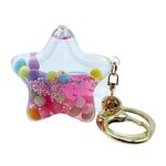 Buko Plastic Fashion Lifestyle Star Shape Bubbles Floating Liquid Keychain Keyring Pendant For Bag, Car Key Hanging Cute Charm (Pink)