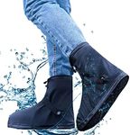 Shoe Covers with Zipper Hard Sole Version Waterproof Shoe Covers Reusable Galoshes for Rainy and Snowy Outdoors Garden etc, Rain Boots for Men Women Kid (X-Large, Black)