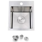 13 Drop in Stainless Steel Small Kitchen Sink, ZDHHT 13 x 15 x 8 inch 304 Stainless Steel Topmount Kitchen Bar Sink Prep Sink Laundry Sink Small Outdoor Sink RV Sink Mini Sink