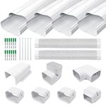 Cestluck 4'' 17 Ft Mini Split Line Set Cover, PVC & PP Line Cover Set Universal for Mini Split AC & Central AC