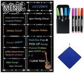 Magnetic Menu Board for Fridge, LiebHome Dry Erase Weekly Menu Planner/Family Calendar 16" x 12" with Grocery List and Notes (Black with 8 Markers)