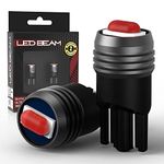 LEDBeam GS Series T10 600Lm 7035 Chip 6500k Car Bike Parking Licence Plate Red LED Bulb (12V,2.4W/2Bulbs) (Red)