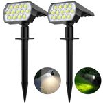 Flaow Solar Garden Lights, 52 LED Solar Spot Lights Outdoor, 6500K Cool White Solar Powered Garden Lights Waterproof, Dusk-to-Dawn, Solar Landscape Spotlights for Garden Pathway Wall Porch, 2 Pack