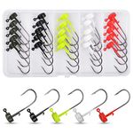 Ned Rig Mushroom Jig Heads Kit,25pcs Finesse Shroom Head Jig Hooks for Soft Bait Lures Bass Crappie Jig Heads Fishing Hooks for Freshwater Saltwater 1/10oz 1/8oz 1/6oz