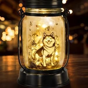 Shiba Inu Gifts for Women/Men Shiba Inu Solar Lanterns Mom Birthday Shibe Dog Lovers Lantern Pet loss Animal Doge Memorial Lights Solar Garden Decoration for Yard, Patio,Backyard,Porch Torches