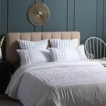 Luxton Embroidery White Quilt Cover King - Embroidered Lattice 3pcs Doona Cover Set (King Size)