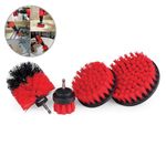 TUQO SB20R Drill Brush Attachment Set | Power Scrubber Cleaning Kit for Outdoor Surfaces, Siding, Gutters, Brick & Garage | Stiff Bristles | Hex Shank Fits Most Drills | Red