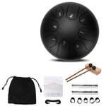 Rain Drum for Outdoor Garden, 8 Notes 6 Inch Ch-akra Drum for Rain, Steel Tongue Drum, Rain Bell, Musical Instrument to Create a Peaceful and Charming Atmosphere in Your Garden (Black)