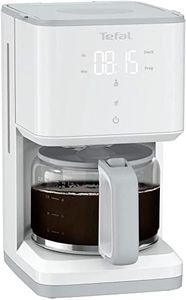 TEFAL Cafetière filtre SENSE Programmable, blanche, écran numérique, 10-15 tasses, 1,25L, Auto-off 30 minutes CM693110