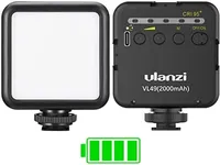 ULANZI VL49 2000mAh LED Video Light w 3 Cold Shoe, Rechargeable Soft Light Panel, Portable Photography Lighting for DJI OSMO Sony DSLR Canon Camera GoPro Vlogging