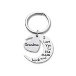 Grandma Grandmother Keychain Gift From Granddaughter Grandson Grandchild -I Love You To The Moon And Back -Wedding Gifts Keychain,Mother Bride Groom for Mother's Day Keyring