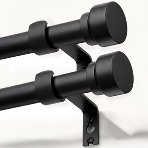 Lootkell 2 Pack Matte Black Curtain Rods for Windows 72-144 Adjustable