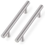 Probrico Brushed Nickel Stainless Steel Cabinet Door Handle Drawer Pulls Cupboard Knobs Cabinet Hardware (128mm/5 Hole Centers - 192mm7.5 Long) 5 Pack