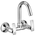 ALTON FAM3370 Brass Sink Mixer with Swinging Spout, Silver, Chrome Finish