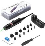 Laser Bore Sight Kit for .17 .22 to 12GA Caliber Rifle, Laser Boresighter Kit with 12 Multiple Caliber Adapters, Laser Bore Sighter for Competition Shooting Hunting (Green with Charger)