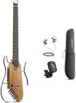 Donner Silent Guitar, HUSH-I Headless Travel Guitar, Removable Frames Ultra Light Acoustic Electric Guitar with Gig Bag and Accessories, Maple