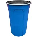 210L Large Shipping Drum, Plastic Barrel Drum Strong Container for Export and Import Transportation Ship Drum with Secure Clasp Lid 210 Litre Drum - Blue