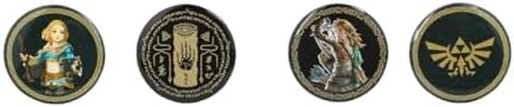 Zelda Tears of the Kingdom Button Pack - Authentication Crest, Link, Zelda, and Hyrule Crest (4-Pack)