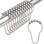 Titanker Shower Curtain Hooks Rings, Stainless Steel Shower Curtain Rings and Hooks for Bathroom Shower Rods Curtains-Set of 12, Nickel