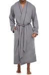 Alexander Del Rossa Men's Robes, Soft Cotton Knit Lightweight Long Lounge Men's Robes with Pockets, Bathrobe, Steel Gray - 5 Ft 5 in & Taller, X-Large