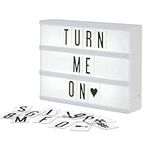 My Cinema Lightbox - The Mini Cinema Lightbox, LED Changeable Quote Sign To Create Personalized Messages, with 100 Letters, Numbers, & Symbols, USB or Battery Powered, A5 White