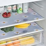 Fridge Liners,8 Pcs Daisy Fridge Shelf Liners Refrigerator Mats Drawer Liners Waterproof Anti-Fouling Anti-Bacterial Kitchen Cupboard Liner Non-Slip, 45 * 30cm (8 Pieces)