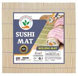 Nourcery All Natural Bamboo Sushi Rolling Mat (100% Authentic Sushi Rolling Mat - 9 Inch x 9 Inch | Make Sushi at Home) Bamboo Makisu