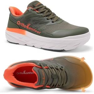 Men's Orthopedic Diabetic Wide Sports Shoes: Plantar Fasciitis Orthotics Swollen Feet Arch Support Neuropathy Foot Pain Relief Sneakers, Outdoor Travel Fit Workout Walking Shoes Green Size 12