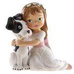 Dekora - Communion Cake Topper: Girl Sitting with Dog 11,5cm - Resin Cake Topper Food Safe - Perfect for Celebrations and Communion Parties