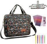 Derstuewe Bible Cover, Bible Cover Case for Women – Stylish & Durable Zippered Bible Bag with Handle & Pocket, Fits Standard & Large Bibles, Perfect for Church, Travel, Study & Gifts, Black Flower