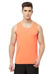 TRUEREVO Men's Light Weight Dryfit Sports Gym Vest with Reflective Details for Running, Gym & Training(191113CMLRD_XL_Camilia Red_XL)