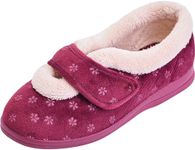 Cosyfeet Snuggly - Burgundy floral - 6 - Extra Wide Women's Slippers