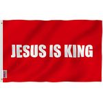 Anley Fly Breeze 3x5 Foot Jesus is King Flag - Vivid Color and Fade Proof - Canvas Header and Double Stitched - White Christian Flags Polyester with Brass Grommets 3 X 5 Ft