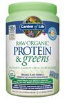 Garden Of Life Raw Organic Protein&greens - Vanilla 550.0 Gram Vanilla. Packed with 20g of protein, 6 veggies and 0g sugar. A delicious protein boost from organic sprouted brown rice, organic pea & organic chia, plus a blend of nutrient-rich greens. Gluten free, made without dairy or soy ingredients, vegan.