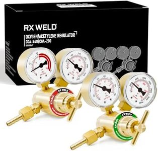 RX WELD Oxygen and Acetylene Regulators, CGA540 and CGA200, Compatible with V-Style Welding Gas Torch Cutting - T Handle