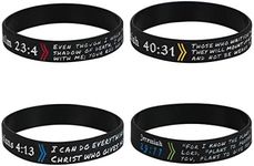 kilofly 4pcs Christian Religious Scripture Bible Verse Rubber Bracelet Wristband