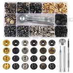 132 Sets Snap Fastener Kit Button Tool, MSDADA Leather Snap Buttons Press Studs with 4PCS Clothing Snaps Kit Fixing Tools, Metal Snaps for Clothing Leather Craft Bracelet Jeans Jacket Bags Belt