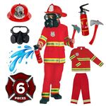 Morph Kids Fireman Costume Red Helmet Hat Outfit Firefighter Costume Halloween Costumes For Boys Small