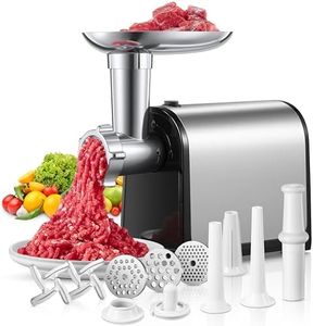 FOHERE Electric Meat Grinder, 3-in-1 Meat Mincer Machine & Sausage Stuffer, Stainless Steel Meat Mincers for Home use with 3 Grinding Plates, Kubbe Kit & 3 Sausage Stuffer Tubes, 3000W Max