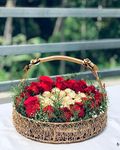 DESIGN MAGNIFIQUE Metal Meshwire Hamper Shagun Basket/Tray Platter For Packing & Serving Fruits, Sweets & Gifts (8 Inch) Round,Rose Gold