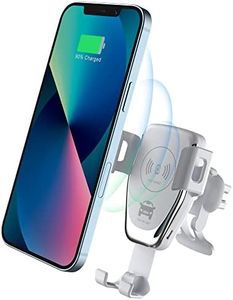 [Upgraded Version] Beauty Nymph Car Phone Holder Wireless Car Charger 15W Qi Fast Charging Auto-Clamping Air Vent Mount Phone Holder 360° Rotation Air Vent Car Mount Holder (White)