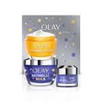 Olay Moisturiser Gift Box, Womens Skin Care Gift Sets & Kits, Vitamin C + AHA 24 Face Cream 50ml, Retinol 24 MAX Night Cream 50ml & Eye Cream 15ml For Smooth & Glowing Skin