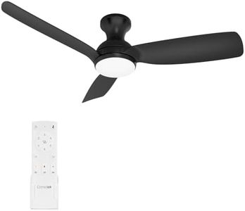 Consciot Ceiling Fan With Light, 44 Inch Low Profile Ceiling Fan with remote control, 6 speed choice, DC motor, easy installation, for indoor and covered outdoor (black)